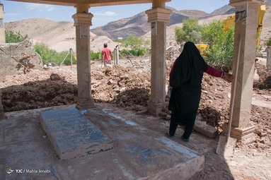 خسارت سیل به امامزاده سید ابراهیم روستای داهوئیه زرند - کرمان