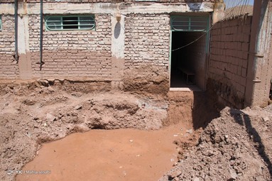 خسارت سیل به امامزاده سید ابراهیم روستای داهوئیه زرند - کرمان