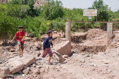 خسارت سیل به امامزاده سید ابراهیم روستای داهوئیه زرند - کرمان