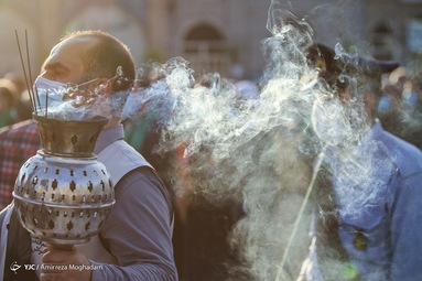 آئین اهتزاز پرچم گنبد حرم امام حسین(ع)برفراز بارگاه عبدالعظیم(ع) - شهرری