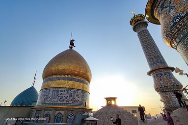 آئین اهتزاز پرچم گنبد حرم امام حسین(ع)برفراز بارگاه عبدالعظیم(ع) - شهرری
