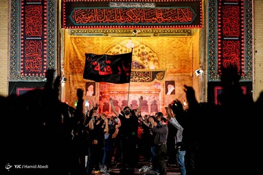 عزاداری شب تاسوعای حسینی در هیئت ثارالله -  مدرسه فیضیه قم