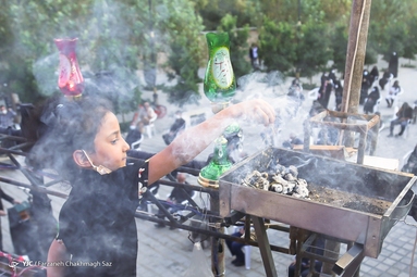 موکب «سفینة النجاة» در ورودی باغ عفیف آباد شیراز پذیرای عزادارن است