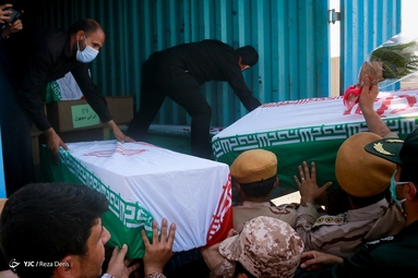 مراسم تبادل و استقبال از ۲۰ شهید تازه تفحص شده جنگ تحمیلی در مرز شلمچه