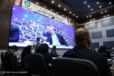 محسن رضایی معاون هماهنگی اقتصادی رییس جمهور در جلسه قرارگاه بازسازی مناطق زلزله زده اندیکا