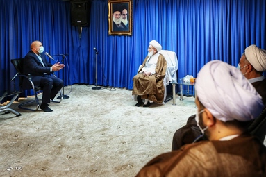 دیدار محمد باقر قالیباف رئیس مجلس شورای اسلامی با مراجع تقلید و علما در قم