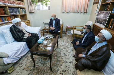 دیدار محمد باقر قالیباف رئیس مجلس شورای اسلامی با مراجع تقلید و علما در قم
