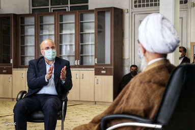 دیدار محمد باقر قالیباف رئیس مجلس شورای اسلامی با مراجع تقلید و علما در قم