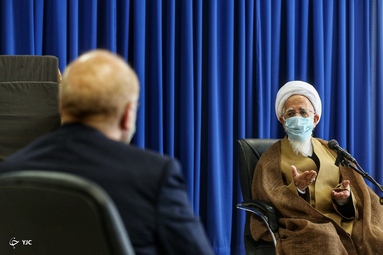 دیدار محمد باقر قالیباف رئیس مجلس شورای اسلامی با مراجع تقلید و علما در قم