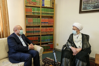 دیدار محمد باقر قالیباف رئیس مجلس شورای اسلامی با مراجع تقلید و علما در قم
