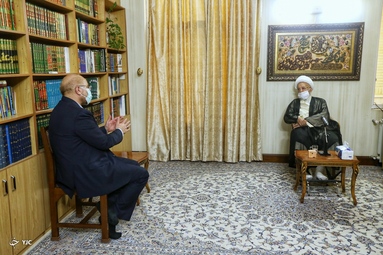 دیدار محمد باقر قالیباف رئیس مجلس شورای اسلامی با مراجع تقلید و علما در قم