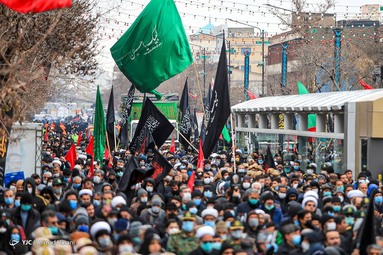 مراسم تشییع پیکر ۹ شهید گمنام تازه تفحص شده دفاع مقدس - مشهد مقدس