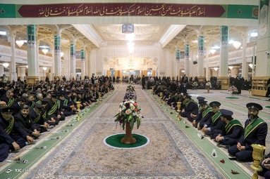 آیین خطبه‌خوانی خادمان به مناسبت میلاد حضرت معصومه(س)