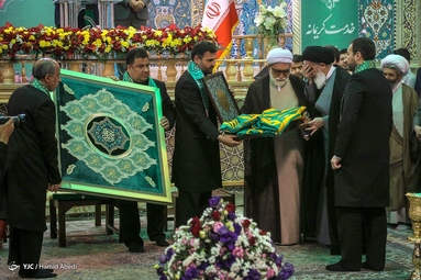 آیین خطبه‌خوانی خادمان به مناسبت میلاد حضرت معصومه(س)