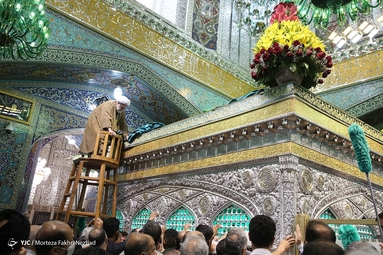 گل آرایی ضریح مطهر رضوی به مناسبت دهه کرامت