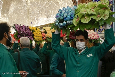 گل آرایی ضریح مطهر رضوی به مناسبت دهه کرامت