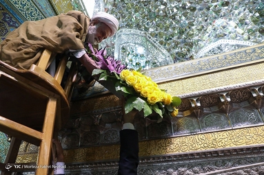 گل آرایی ضریح مطهر رضوی به مناسبت دهه کرامت