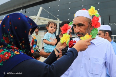 ورود نخستین گروه از حجاج بیت الله الحرام ترکمن استان گلستان - فرودگاه بین المللی شهدای گرگان