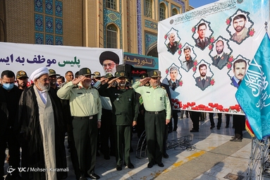 صبحگاه مشترک نیرو‌های نظامی در مسجد مقدس جمکران