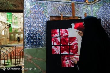 کارگاه عملی «قرمز پررنگ» با هدف نقاشی یادمان شهدای شاهچراغ در شیراز