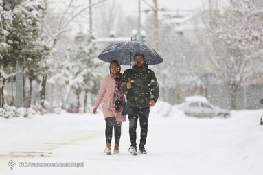 بارش برف در همدان