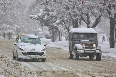 بارش برف در همدان