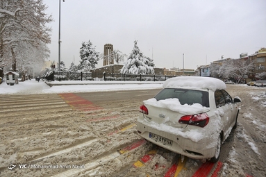 بارش برف در همدان