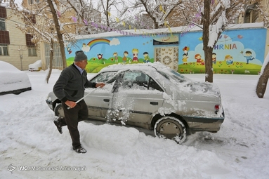 بارش برف در همدان