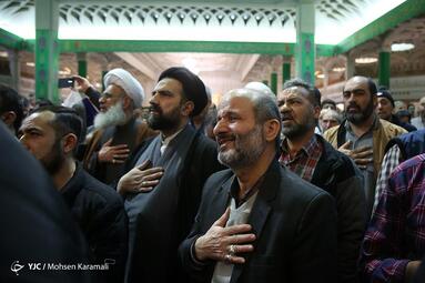 مراسم وداع با پیکر مطهر شهید سعید کریمی و شهید علی آقازاده از شهدای حمله تروریستی رژیم صهیونیستی به دمشق