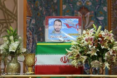 مراسم وداع با پیکر مطهر شهید سعید کریمی و شهید علی آقازاده از شهدای حمله تروریستی رژیم صهیونیستی به دمشق