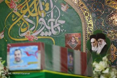 مراسم وداع با پیکر مطهر شهید سعید کریمی و شهید علی آقازاده از شهدای حمله تروریستی رژیم صهیونیستی به دمشق