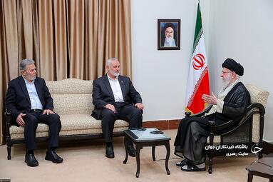 دیدار آقای اسماعیل هنیه رئیس دفتر سیاسی حماس و آقای زیاد النخالة دبیرکل جنبش جهاد اسلامی فلسطین با رهبر انقلاب اسلامی 