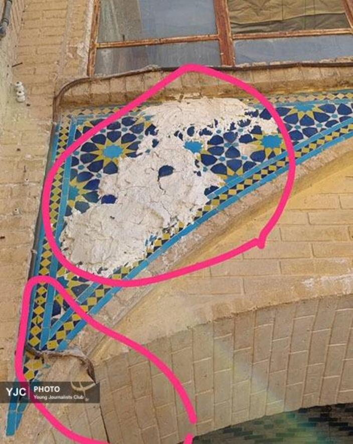 مرمت های غیراصولی روی بنای تاریخی مسجد مشیر