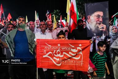 تجمع خودجوش مردمی در میدان فلسطین تهران در اعتراض به یاوه گویی‌های ترامپ