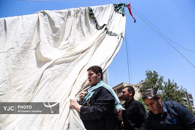 خیمه‌سوزان عاشورا در چهارراه گلوبندک؛ تجلی سوگ حسینی در قلب تهران